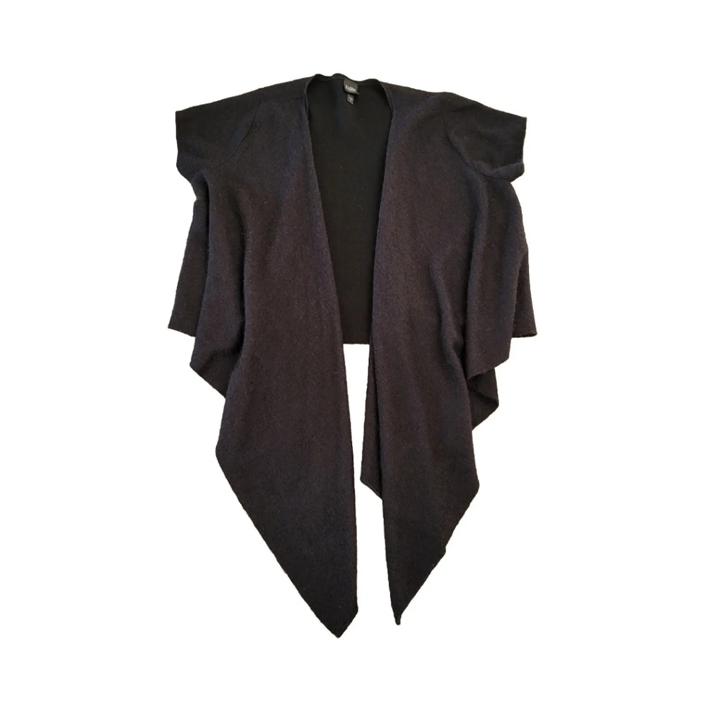 Eileen Fisher Open Front Cardigan Sweater Wool Mohair Size 1X Waterfall Black